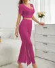 2025 Pijama Nova para Casa Roupa Feminina Conjunto Sofisticado Doce Laço Modelagem Slim Calças com Fenda Roupa de Casa