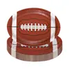 Platos de Papel de Fútbol Americano Super Nuevos Productos Transfronterizos Vajilla para Fiesta de Cumpleaños Infantil Platos de Papel Platos con Forma Especial Suministros para Fiestas