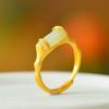 Anillo de bambú de jade hetiano con incrustaciones de plata 925 estilo marea nacional chino HTYR025 5*12