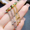 Venta al por mayor de fábrica Pendientes Populares de Turmalina Natural con Incrustaciones de Plata S925 Piedra Principal 4*6 Joyería de Lujo Venta Directa de Fábrica