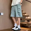 Pantalones Cortos Cargo de Moda Estilo Japonés con Diseño de Retazos para Hombre, Verano Sueltos Versátiles Casuales Talla Grande Pierna Ancha Hasta la Rodilla
