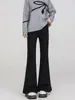 Jeans de Pierna Ancha con Abertura de Color Claro para Mujer, Primavera y Otoño 2025 Cintura Alta Efecto Adelgazante Elásticos Pantalones de Campana