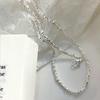 Collar de cadena de suéter de plata de ley 925 con cadena de clavícula de lujo ligero y de moda de nicho para mujer 2022