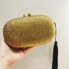 Jxl Bolso de Noche Color Puro Bolso de Diamantes Calientes Diamante Ovalado Clutch Bolso de Mujer Bolso de Cadena Cruzada