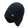 Gorro para Hombre Moda Invierno Juvenil Forrado de Polar Cálido Protección para Orejas Espesado Lana Tejida Gorro de Lana para Exteriores Resistente al Frío Gorro de Lana sin Visera