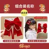 Grampo de Cabelo Laço Acessório de Cabelo para Meninas, Presilha de Cabelo Vermelha para Trás da Cabeça, Grampo de Cabelo de Ano Novo para Meninas, Ornamento de Cabelo de Fita Infantil
