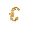 Pulsera Abierta Spliced Flor de Cinco Pétalos Ins Misteriosa Francesa Exquisito Temperamento Acero Inoxidable Chapado en PVD Oro Real Pulsera en stock