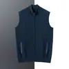 Chal de cachemira 100% sin mangas modelo nuevo 2026 chal con cuello alto para hombre cárdigan con cremallera estilo business casual con bolsillos