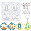 Molde de plástico de cristal para bricolaje, colgante de copo de nieve navideño con agujero, molde de silicona para adornos de sombrero de árbol de Navidad