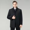 Roupas de Inverno 2025 para Meia-Idade e Idosos, Casaco de Lã Dupla Face para Homens, Gola Alta de Pelo de Vison, Forro de Penugem de Pato Branco, Casaco de Lã para Homens