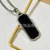 Yayi Jewelry Pingente Simples de Aço Inoxidável com Gotejamento de Óleo Preto Personalidade Europeia e Americana Aço Titânio Transfronteiriço Colar Suéter Combinável