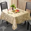 Mantel Rectangular Chapado en Oro, Impermeable, Resistente al Aceite, Lavable, PVC Resistente al Calor, Estilo Nórdico de Lujo Ligero, Mantel de Mesa de Café/Comedor de Gama Alta