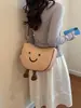 Bolsa de Palha Tecida com Rosto Sorridente para Mulheres 2026 Nova Tendência de Alto Valor Bolsa de Palha em Formato de Batata Versátil Bolsa Transversal para Estudantes