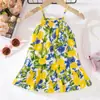 Ropa para Bebés Niñas 0-3 Años Vestido de Verano con Tirantes para Bebé Niña con Estampado Floral de Frutas Limón en Stock