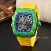 Al por mayor en stock de fábrica Comercio exterior transfronterizo Reloj de cuarzo de moda moderno con forma de barril Richard de fibra de carbono hueco para hombre