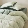Juego de cuatro piezas simple y elegante de algodón de fibra larga, 100 unidades, Clase A, juego de tres piezas de funda de edredón y sábana de cama de algodón 100% de color sólido de doble tono satinado