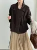 Então, Jaqueta de Couro Curta Estilo Retrô Americano Berlin Mist para Mulheres, Design Casual e de Caimento Solto, Estilo 6269