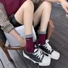 Calcetines Ancora Red de Productos Europeos de Lujo Ligero de Moda Nuevo Estilo Coreano Calcetines de Longitud Media a Juego Etiqueta de Tela Letra mm Oreja de Madera Calcetines para Mujer