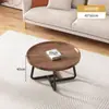 Mesa de Centro Redonda Empilhável para Sala de Estar Mesa de Centro Combinada Pequena para Apartamento Moderno Minimalista Cor de Noz Uso Doméstico Mesa de Chá Pequena de Ferro Forjado