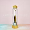 Venta al por mayor de fábrica cubierta de bambú de cristal natural botella de vidrio de pilar de boro alto Taza de energía de cristal Taza de spa Taza de salud