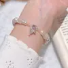 Diseño Original [Mariposa Rosa Nebulosa Oculta] Pulsera de Nudo de Lazo Perla Estilo Suave de Hada Soñadora Pulsera Versátil Blanqueadora