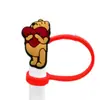 Gorra de Paja de Dibujos Animados Winnie the Pooh Transfronteriza Taza de Agua Creativa Cubierta de Popote de Silicona Tapón de Popote a Prueba de Polvo Venta al por Mayor en Stock