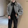 Chaqueta de moda, elegante y chic con estampado de rombos para hombre, con un diseño único, de longitud corta, estilo coreano, detalles de patchwork, corte holgado y un look fresco y atrevido, perfecta para primavera y otoño