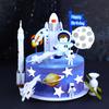 Decoración para Pastel de Horno Astronauta Espacial Letras Láser Cumpleaños Globo Estéreo para Insertar Avión Adornos de Estrella