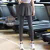 Calça de Yoga Quente Elástica com Forro de Fleece para Mulheres, Temporada de Primavera, Calça Fitness Dois em Um, Calça Esportiva de Secagem Rápida Ajustada que Levanta o Bumbum