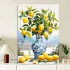 Pintura Mural de Paisaje Costero Limón Pintura Decorativa Moderna para el Hogar Sala de Estar Dormitorio Paisaje Mediterráneo Pintura con Diseño de Marco de Ventana