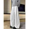 Pantalones deportivos casuales plisados azul marino para hombre, pantalones deportivos holgados de peso pesado para primavera y otoño, pantalones curvos de estilo americano para hombre
