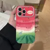 Forma de Media Sandía con Ventana de Borde Redondo Grande y Cubierta de Cuero, Adecuado para Funda de Teléfono Anti-Caídas Apple 17 Pro Max iPhone 16 Funda Suave