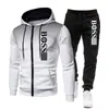 Ropa Deportiva con Capucha y Cremallera para Hombre, Traje de Sudoración Casual de Marca Tendencia con Estampado, Nuevo para Otoño e Invierno 2025, Transfronterizo