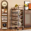 Carrito Estrecho Estante de Almacenamiento, Estante de Cesta de Cocina Multicapa de Pie para Snacks y Frutas y Verduras, Estante de Almacenamiento Móvil Estilo Vintage