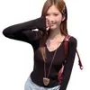 Nuevo cárdigan de punto para otoño, camiseta base para mujer para principios de otoño e invierno, top suéter ajustado