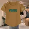 Top Feminino Manga Curta Imitação de Algodão Verão 2024 Novo Estilo Coreano Emagrecedor Versátil Gola Redonda Barra Irregular Roupas Femininas
