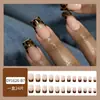 Europa y Estados Unidos leopardo caliente manicura francesa chica guapa parche de uña cuadrado europeo venta al por mayor comercio exterior usar uñas postizas