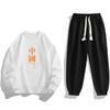 Traje deportivo informal de primavera y otoño para hombre, con cuello redondo, pantalones de manga larga, moda coreana, nuevo traje de dos piezas