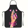 Delantal de Manicurista de Moda Transfronterizo para Salones de Uñas, Impreso en 3D, Anti-Manchas, Impermeable, Delantal Creativo y Original para el Hogar, Venta al por Mayor por Fabricante