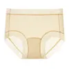 Roupa íntima feminina sem costura de seda gelada, fundo de seda de amoreira 10A antibacteriano, confortável e leve, calcinha esportiva respirável para meninas jovens