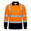 Disponible en varios colores: Camisa polo reflectante naranja y azul marino, transpirable y de secado rápido, ropa de trabajo de verano para mantenimiento de carreteras y control de tráfico, de manga larga