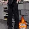 Calças Casuais Flare Patchwork Estilo Americano para Homens, Calças de Moletom Versáteis de Perna Reta da Moda High Street, Calças Longas Esportivas Frescas de Cintura com Cordão e Caimento Solto