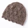 Gorro de Cachemira Tejido con Bordado Multihilo Estilo Perezoso Japonés Crochet Hueco Gorro de Cachemira Artístico Vintage