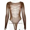 Conjunto de Camisola Sexy de Nylon com Strass, Estilo Europeu e Americano, Sedutor Pijama Transparente de Manga Longa