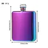 Frasco de acero inoxidable para licores de comercio exterior, 7 onzas, frasco electrochapado, frasco cuadrado plano portátil para exteriores, frasco plano personal