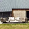 Sofá de Exterior Pátio Proteção Solar Impermeável Sofá Duplo de Rattan para Exterior Porta-Cartões Varanda Cadeira de Rattan para Lazer Combinação de Mesa de Café