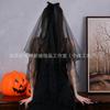 Véu preto nupcial vintage halloween foto estilo dupla camada arco curto acessórios para cabelo fotográfico