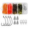 Kit de Iscas Macias Luya camarão de formato especial minhoca macia anzol de hélice 28 peças água doce Luya baixo isca artificial equipamento de pesca com isca
