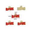 Accesorios para Joyería de Aleación DIY Letra Inglesa Amor Etiqueta Esmaltada Colgante Redondo Pulsera Llavero Collar Encanto