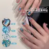 Decoraciones de Diamantes para Uñas Azul Lago Populares en Xiaohongshu, Adornos de Lentejuelas Mixtos, Base Plana Tipo Almohada, Diamante de Forma Especial, Pegamento Ojo de Gato Azul